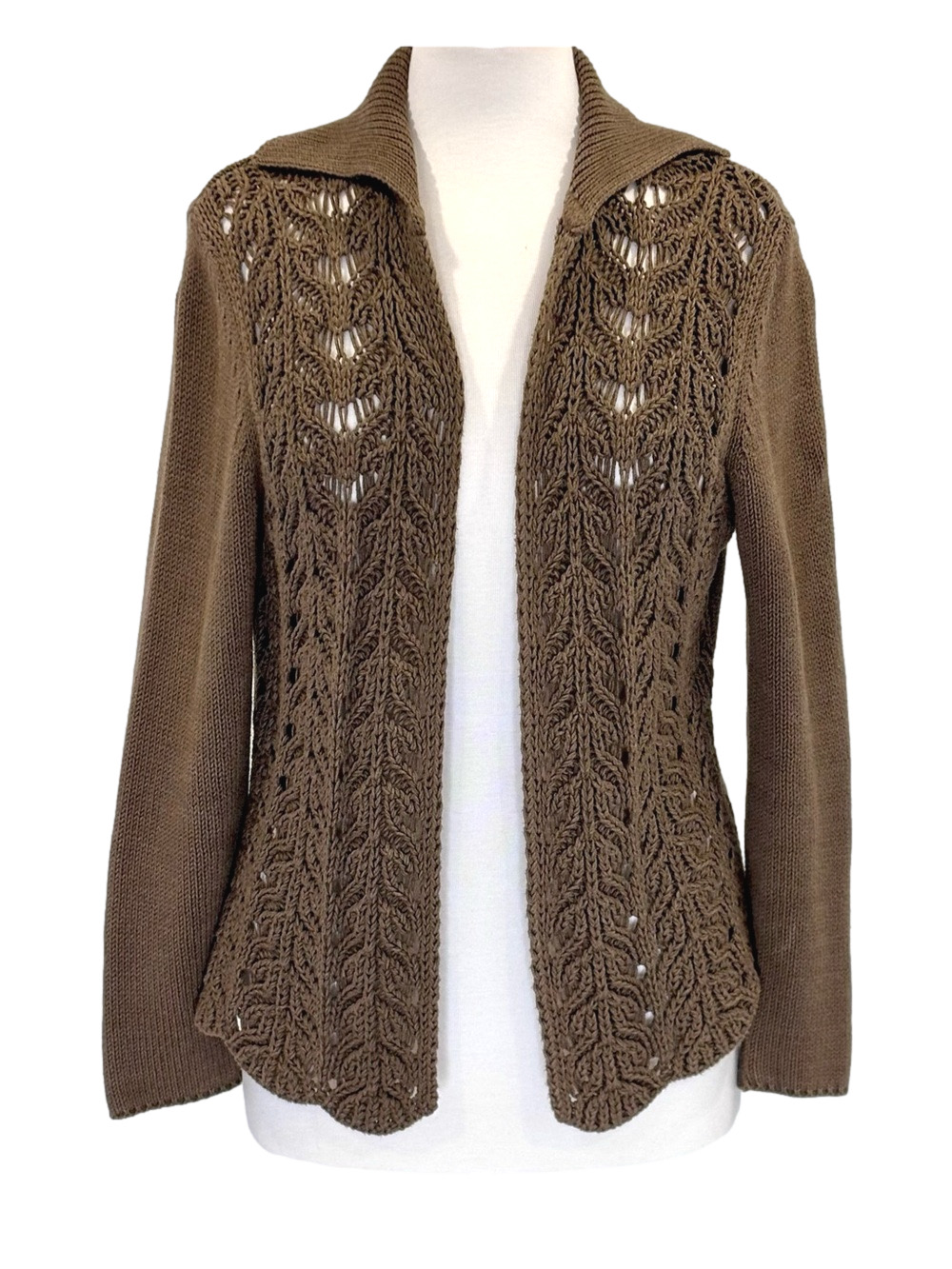 Talbots brown open cardigan